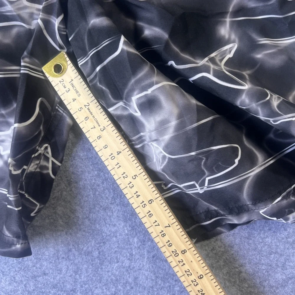 Gerry Shark Print Swim‎ Trunks L-14/16 Black Blue Polyester Board Shorts